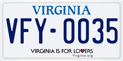 VA license plate VFY0035