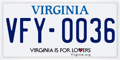 VA license plate VFY0036