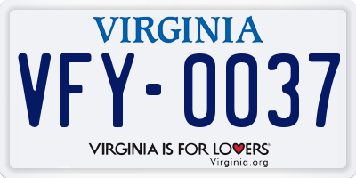 VA license plate VFY0037