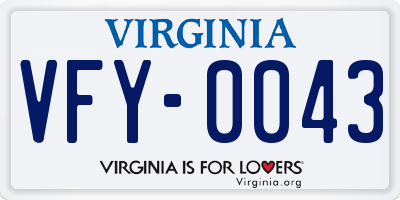 VA license plate VFY0043