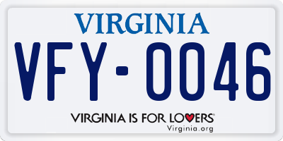 VA license plate VFY0046