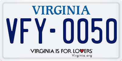 VA license plate VFY0050