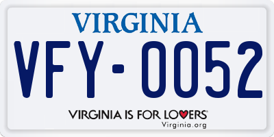 VA license plate VFY0052