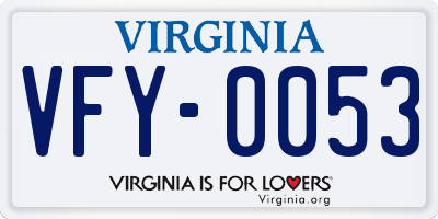 VA license plate VFY0053