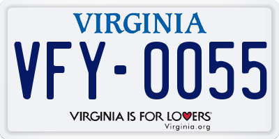 VA license plate VFY0055