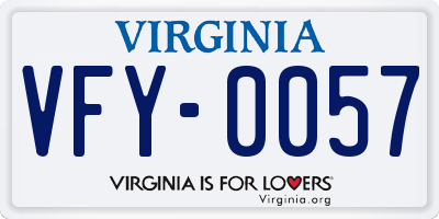 VA license plate VFY0057
