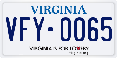 VA license plate VFY0065