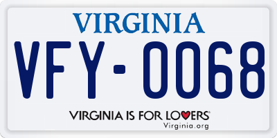 VA license plate VFY0068
