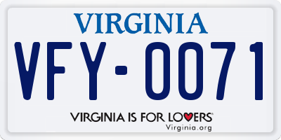 VA license plate VFY0071
