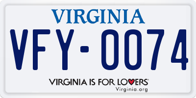 VA license plate VFY0074