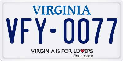 VA license plate VFY0077
