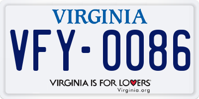 VA license plate VFY0086