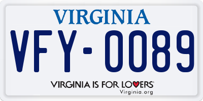 VA license plate VFY0089