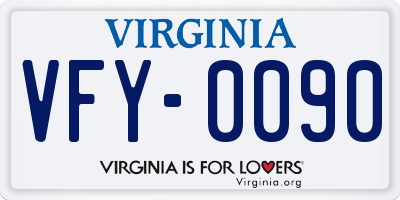 VA license plate VFY0090