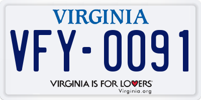 VA license plate VFY0091