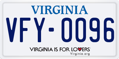VA license plate VFY0096