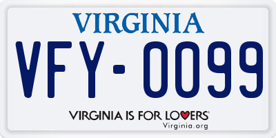 VA license plate VFY0099