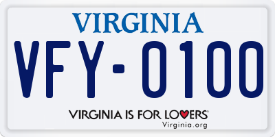 VA license plate VFY0100