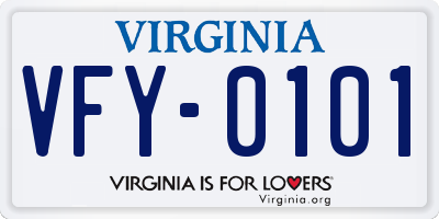 VA license plate VFY0101