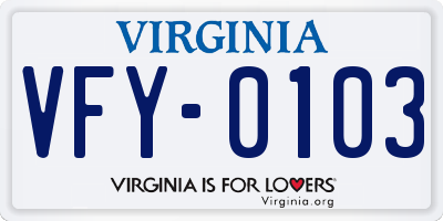VA license plate VFY0103