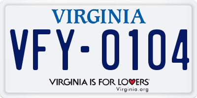 VA license plate VFY0104