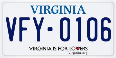 VA license plate VFY0106