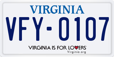VA license plate VFY0107