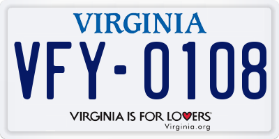 VA license plate VFY0108