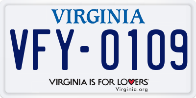 VA license plate VFY0109