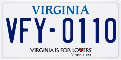 VA license plate VFY0110
