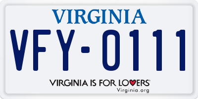 VA license plate VFY0111