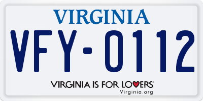 VA license plate VFY0112