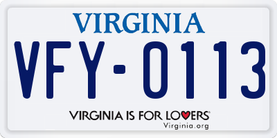 VA license plate VFY0113