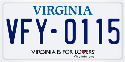 VA license plate VFY0115