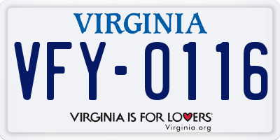 VA license plate VFY0116