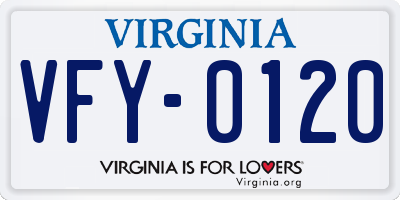 VA license plate VFY0120