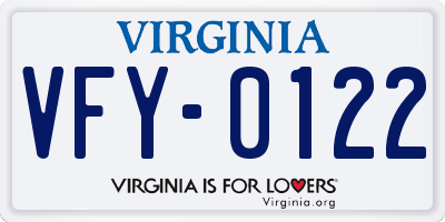 VA license plate VFY0122