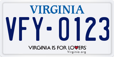 VA license plate VFY0123