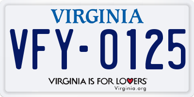 VA license plate VFY0125