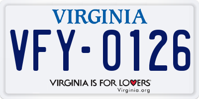 VA license plate VFY0126