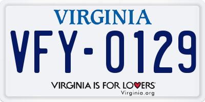 VA license plate VFY0129