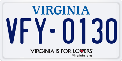 VA license plate VFY0130