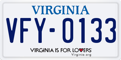 VA license plate VFY0133