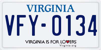 VA license plate VFY0134