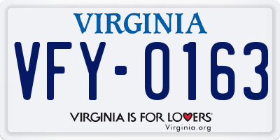 VA license plate VFY0163