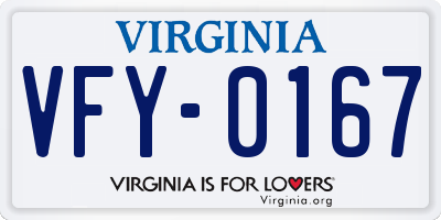 VA license plate VFY0167