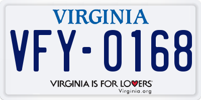 VA license plate VFY0168