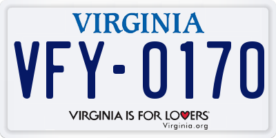 VA license plate VFY0170