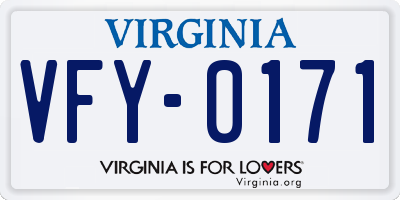 VA license plate VFY0171