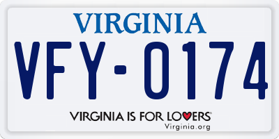 VA license plate VFY0174
